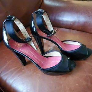 kate spade black patent leather heels